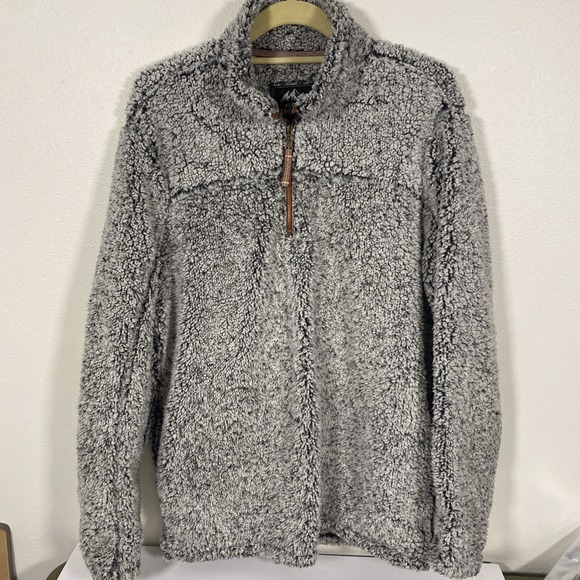 Tops - Alpine Sherpa Women's 1/4 Zip‎ Pullover Warm Furry Shirt Jacket Grey Black L P1